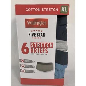 Wrangler Five Star Premium Men's 6pk Stretch Briefs Size XL 40-42 Bn6